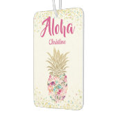 熱帯ピンク金ゴールドパイナップルパーソナライズされたフローラ カーエアーフレッシュナー (左)