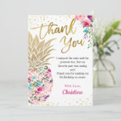 熱帯ピンク金ゴールドパイナップルフローラ サンキューカード (スタンド正面)