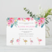 熱帯ピンク金ゴールドフラミンゴベビーシャワー 招待状 (スタンド正面)