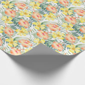 熱帯ピーチイエローハイビスカスの花 ラッピングペーパー (角)