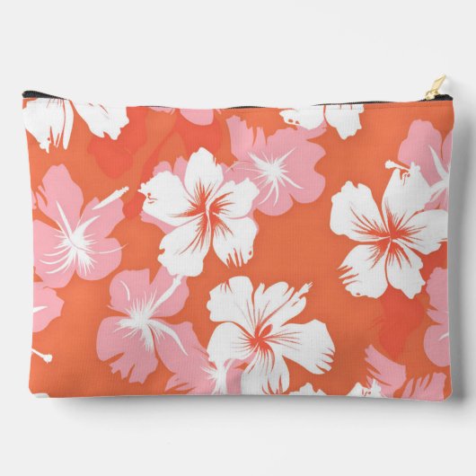 熱帯ピーチハイビスカスモノグラムパーソナライズされた アクセサリーポーチ (裏面)