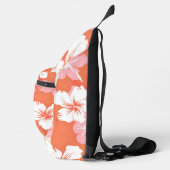 熱帯ピーチハイビスカスモノグラムパーソナライズされた スリングバッグ (右)