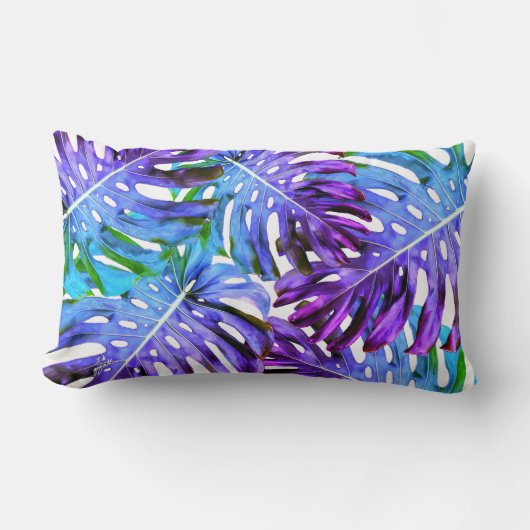 熱帯ファンタジーの楽園Monsteraはモダンを残します ランバークッション (正面)