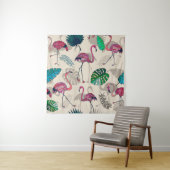 熱帯ファンタジー：フラミンゴ葉パターン タペストリー (インサイチュ)