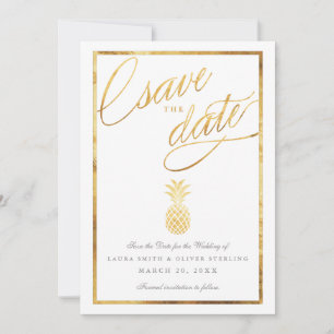 熱帯フェイク金ゴールドパイナップルは日付を保存 セーブザデート