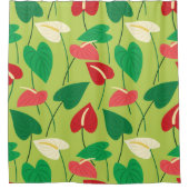 熱帯フラミカラフルンゴの花パターン シャワーカーテン (正面)