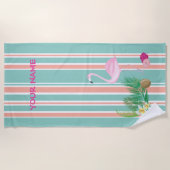 熱帯フラミパーソナライズされたンゴビーチタオル ビーチタオル (正面)