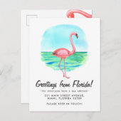 熱帯フラミンゴがフロリダの移動の新しいアドレスを移動 案内ポストカード (正面/裏面)
