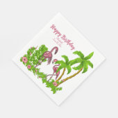 熱帯フラミンゴとフラワーペーパーナプキン スタンダードランチョンナプキン (角)