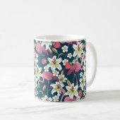 熱帯フラミンゴとユリの継ぎ目のない模様 コーヒーマグカップ (正面右)