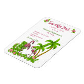 熱帯フラミンゴと花が保存日 マグネット (左側)