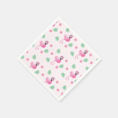 熱帯フラミンゴと花の模様ライトピンク スタンダードカクテルナプキン (角)