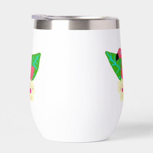 熱帯フラミンゴと花 (右面)