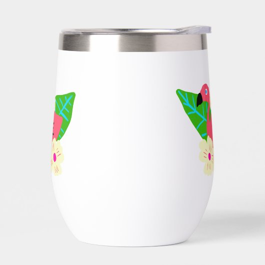 熱帯フラミンゴと花 (左面)