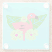 熱帯フラミンゴと花 ガラスコースター (裏面)