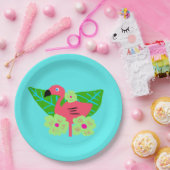 熱帯フラミンゴと花 ペーパープレート (パーティー)