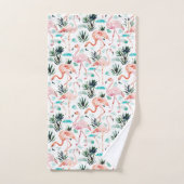 熱帯フラミンゴのやし帆立貝BARBARIAN® バスタオルセット (ハンドタオル)