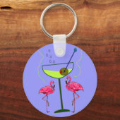 熱帯フラミンゴのアートギフト キーホルダー (正面)