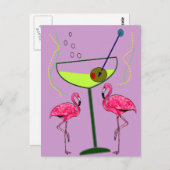 熱帯フラミンゴのアートギフト ポストカード (正面/裏面)