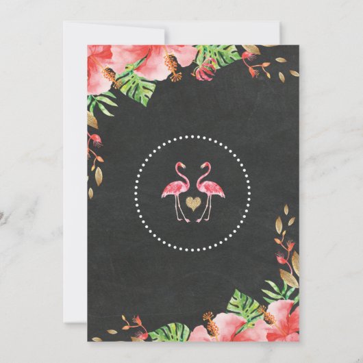 熱帯フラミンゴのブライダルシャワーのルアウ(ハワイ式宴会)の招待状 招待状 (裏面)
