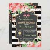 熱帯フラミンゴのブライダルシャワーのルアウ(ハワイ式宴会)の招待状 招待状 (正面/裏面)