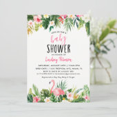 熱帯フラミンゴのベビーシャワーの招待状カード 招待状 (スタンド正面)