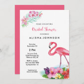 熱帯フラミンゴのルアウ(ハワイ式宴会)のブライダルシャワーの招待状 招待状 (正面/裏面)