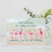 熱帯フラミンゴの友だち新しいアドレスに移動 カード (スタンド正面)