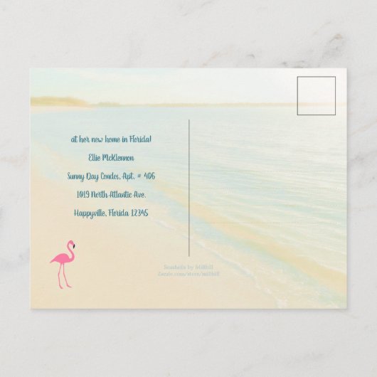 熱帯フラミンゴの友だち新しいアドレスに移動 ポストカード (裏面)