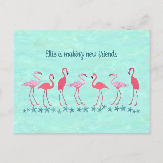 熱帯フラミンゴの友だち新しいアドレスに移動 ポストカード (正面)