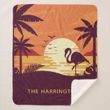 熱帯フラミンゴの名前をカスタムする毛布