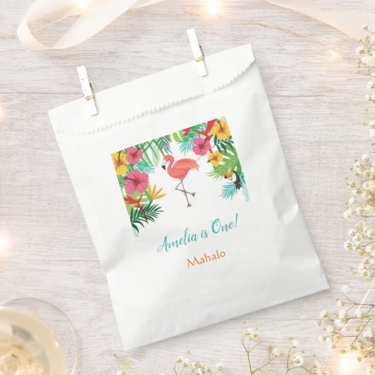 熱帯フラミンゴの好意バッグ(パーソナライズされた) フェイバーバッグ (クリップ留めされた状態)