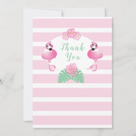 熱帯フラミンゴの花ストライプピンク サンキューカード