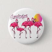熱帯フラミンゴの芸術のギフト 缶バッジ (正面)