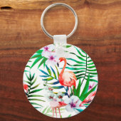 熱帯フラミンゴの芸術 キーホルダー (正面)