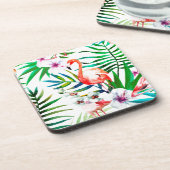 熱帯フラミンゴの芸術 コースター (左側)
