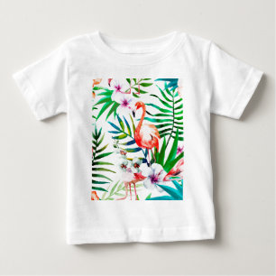熱帯フラミンゴの芸術 ベビーTシャツ