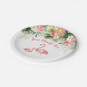 熱帯フラミンゴの赤ちゃんシャワー ペーパープレート (アングル)