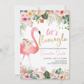 熱帯フラミンゴの赤ちゃんシャワー 招待状 (正面)
