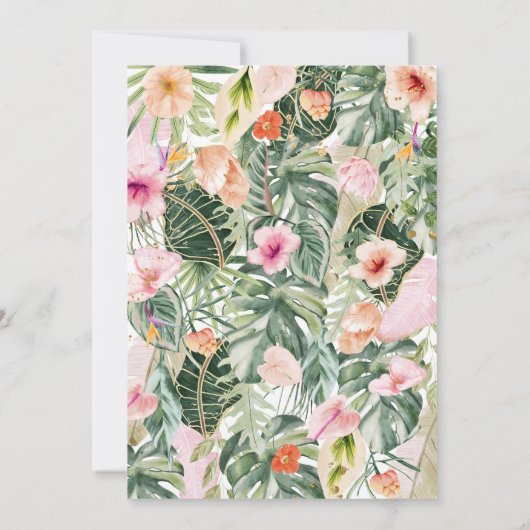 熱帯フラミンゴの赤ちゃんシャワー 招待状 (裏面)