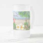 熱帯フラミンゴの鳥のビーチ フロストグラスビールジョッキ (正面右)