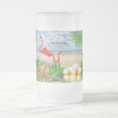 熱帯フラミンゴの鳥のビーチ フロストグラスビールジョッキ (中央)