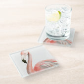 熱帯フラミンゴの鳥 ガラスコースター (アングル)