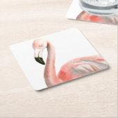 熱帯フラミンゴの鳥 スクエアペーパーコースター (アングル)