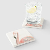 熱帯フラミンゴの鳥 ストーンコースター (横)