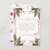 熱帯フラミンゴカップルの赤ちゃんシャワー サンキューカード (正面/裏面)