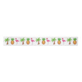 熱帯フラミンゴグリーンパームツリーパイナップル島 サテンリボン (正面)