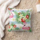 熱帯フラミンゴストライプの模様 クッション (ブランケット)