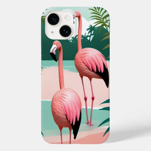 熱帯フラミンゴパラダイス Case-Mate iPhoneケース (裏面)