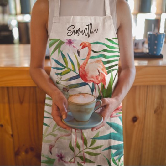 熱帯フラミンゴパーソナライズされたオールオーバープリント エプロン